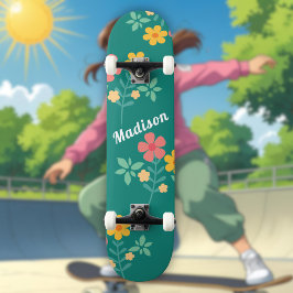 Daisy Vintage Bouquet Mönster i Grönt Skateboard