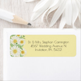 Daisy Vit Gult Blommigt Typografi Adress Returadress Etikett