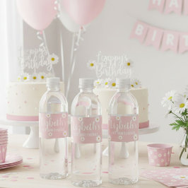 Daisy Water Bottle Labels, Floral Birthday Party Vattenflaskor Etikett