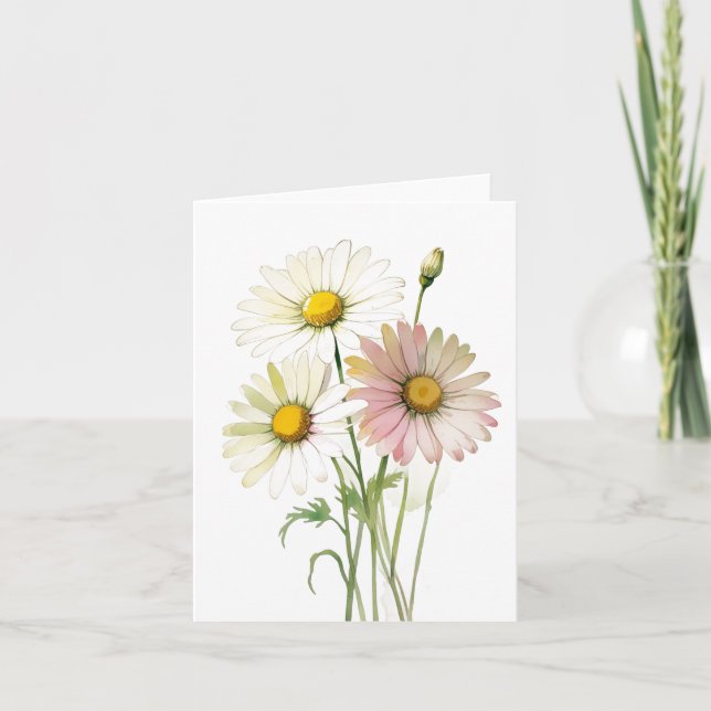 Daisy Watercolor Blomma Modern Professionell Kort (Framsida)