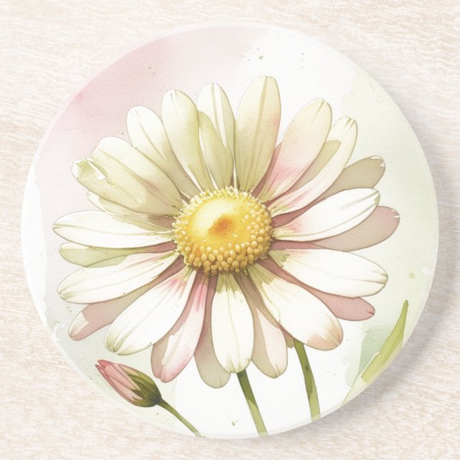 Daisy Watercolor Blomma Modern Professionell Underlägg (Framsidan)