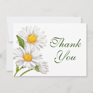 Daisy Watercolor Summer White Blommigt Tack Kort