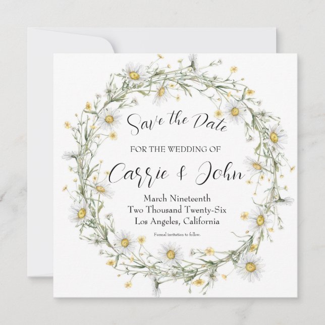 Daisy Wedding Save the Date Card Spara Datumet (Framsida)