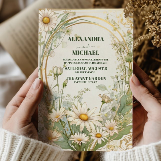 Daisy White Blommigt Bröllop Inbjudningar (Skapare uppladdad)
