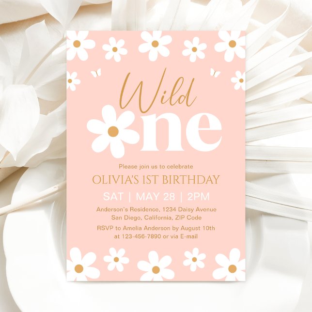 Daisy Wild One 1st Birthday Invitation Inbjudningar (Skapare uppladdad)