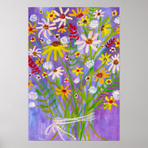 Daisy WildblomBouquet Painting Lila Art Poster