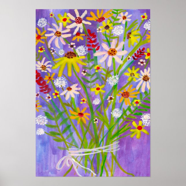 Daisy WildblomBouquet Painting Lila Art Poster (Framsidan)