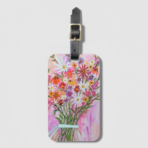 Daisy WildblomBouquet Watercolor Rosa Bagagebricka