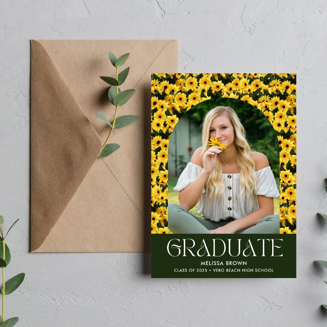 Daisy Wildblomfoto High School Studenten Meddelande (Daisy Wildflower Photo High School Graduation Announcement)