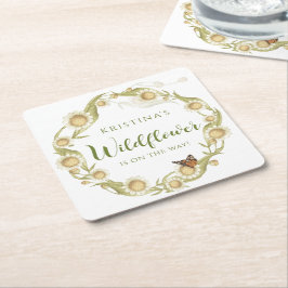 Daisy Wildblomma Baby i Bloom Baby Shower Underlägg Papper Kvadrat