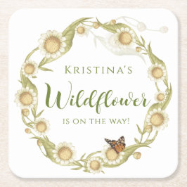 Daisy Wildblomma Baby i Bloom Baby Shower Underlägg Papper Kvadrat