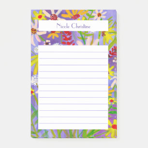 Daisy Wildblomma Bouquet ANPASSNINGSBAR Watercolor Post-it Block