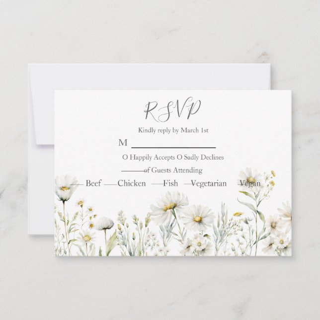 Daisy Wildblomma Bröllop OSA Kort (Framsida)