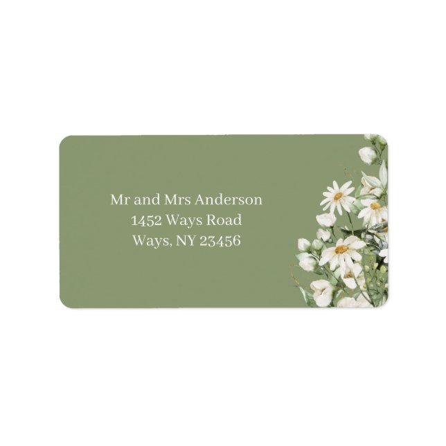 Daisy Wildflower Boho Adressetikett (Framsidan)