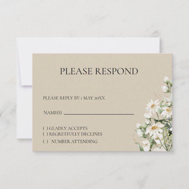 Daisy Wildflower Boho RSVP-kort OSA Kort (Framsida)