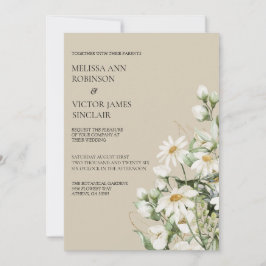 Daisy Wildflower Boho Wedding Invitation Inbjudningar