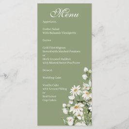 Daisy Wildflower Boho Wedding Menu Meny