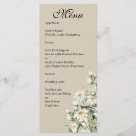 Daisy Wildflower Boho Wedding Menu Meny