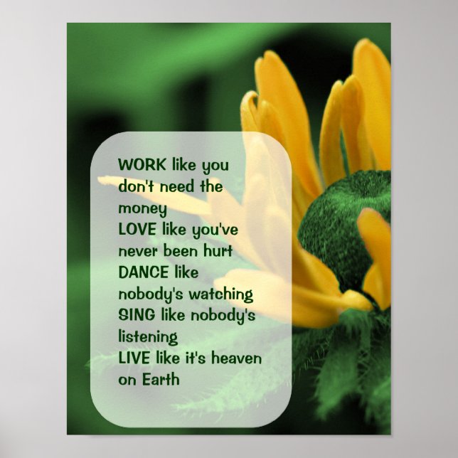 Daisy Work Kärlek Dance Inspirational Quote Poster (Framsidan)