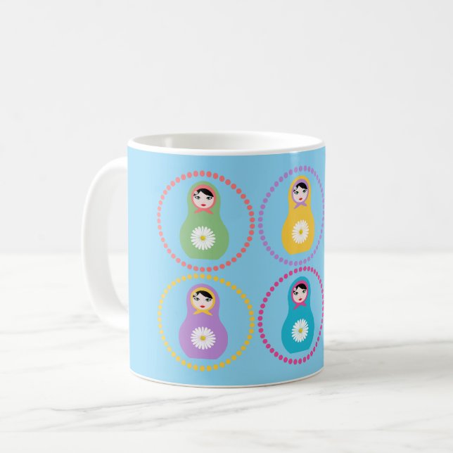 Daisyblomma Matryoshka Kaffemugg (Framsida vänster)