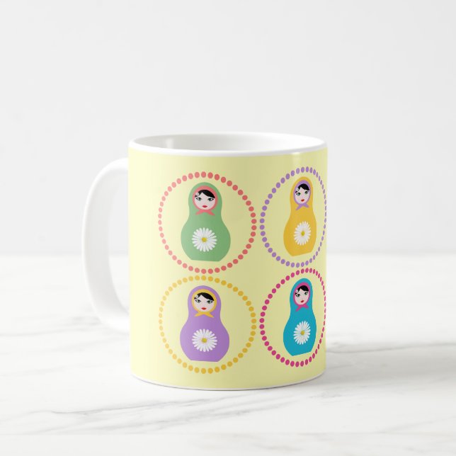 Daisyblomma Matryoshka Kaffemugg (Framsida vänster)