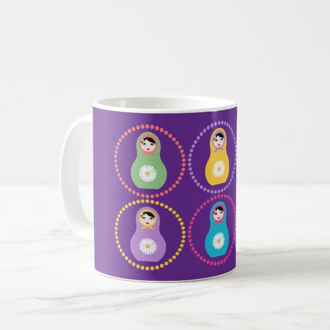 Daisyblomma Matryoshka Kaffemugg (Framsida vänster)