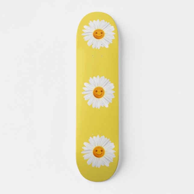 Daisyblommasmiley face mini skateboard bräda 18,5 cm (Framsida)