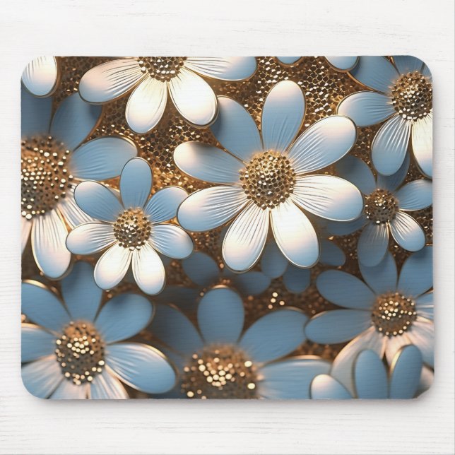 daisyn 3D White och Guld Musmatta (Framsidan)