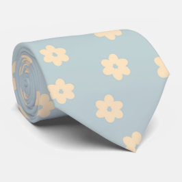 Daisyn Blå och Gult Pastel Flower Mönster Slips