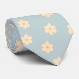 Daisyn Blå och Gult Pastel Flower Mönster Slips