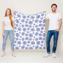 Daisyn Blå och vit Abstrakt Flower Mönster
