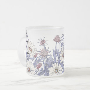 Daisyn Boho Dusty Blue Wildblommor Thistles Frostad Glasmugg