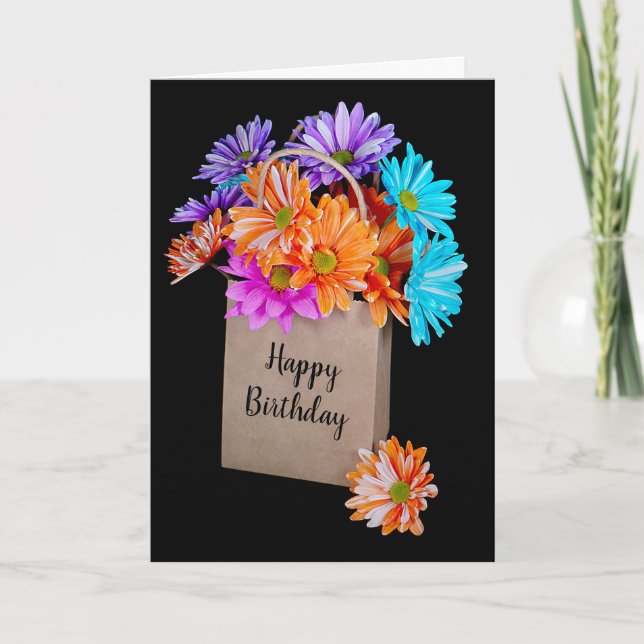 Daisyn Bouquet på födelsedagen i Papper bag Kort (Framsida)