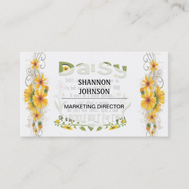 Daisyn daisy ger mig som svaret gör… visitkort (Framsida)