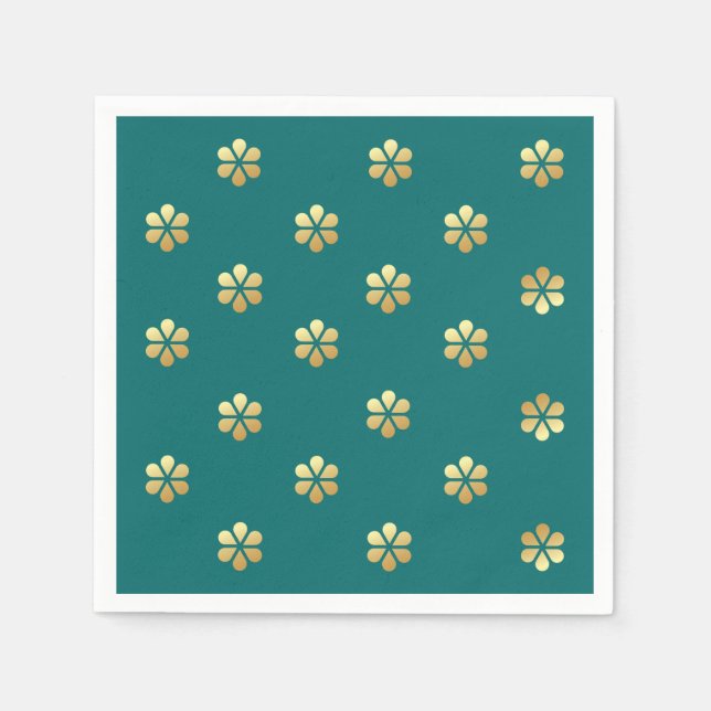 Daisyn Festive Modern Teal & Guld, jul Pappersservett (Framsidan)