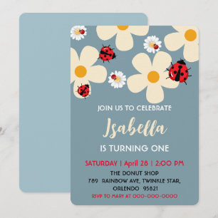 Daisyn Flower 1 Birthday Inbjudningar