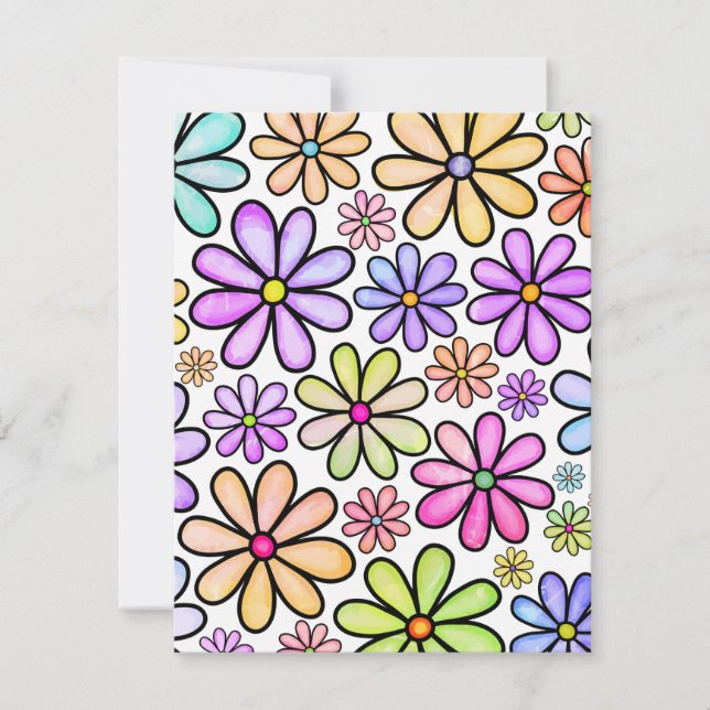 Daisyn Flower Mönster i vattenfärgens regnbåge Anteckningskort (Framsida)