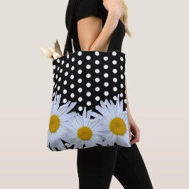 Daisyn Girly Chic White Polka dots Black Tygkasse