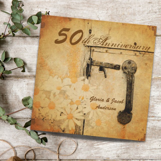 daisyn land 50:e bröllop inbjudningar (rustic country daisy 50th wedding anniversary invitation)