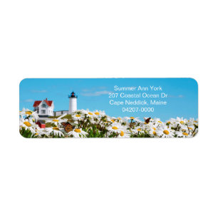 Daisyn Maine Lighthouse för Coastal Nubble Light Returadress Etikett