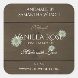 Daisyn Modern Mörk Brown Wood Grain Product Labels Fyrkantigt Klistermärke