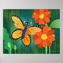 Daisyn Monarch Butterfly och Red Morsa Poster