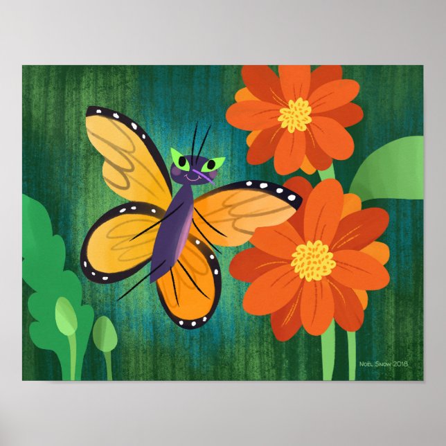 Daisyn Monarch Butterfly och Red Morsa Poster (Framsidan)