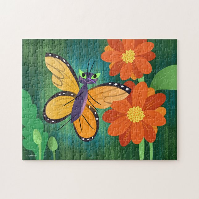 Daisyn Monarch Butterfly och Red Morsa Pussel (Horisontell)