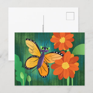 Daisyn Monarch Butterfly och Red Morsa Vykort