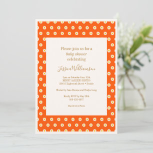 Daisyn Orange för vintage Blommor för spädbarn Inbjudningar