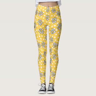 Daisyn pricker damasker med gul bakgrund leggings