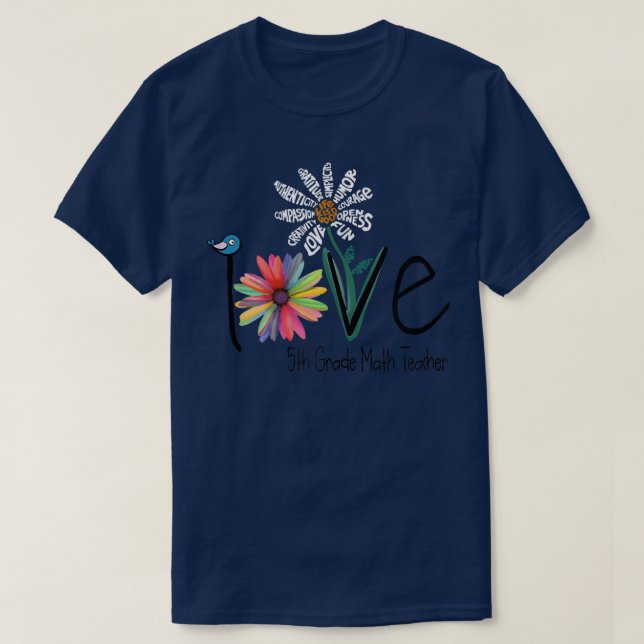 Daisyn Womens Kärlek Flower Math Lärare T Shirt (Design framsida)