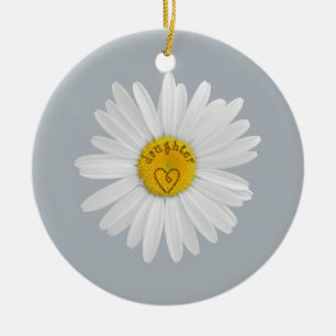 Daisyns blomma för dotterteckning Anpassa bakgrund Julgransprydnad Keramik