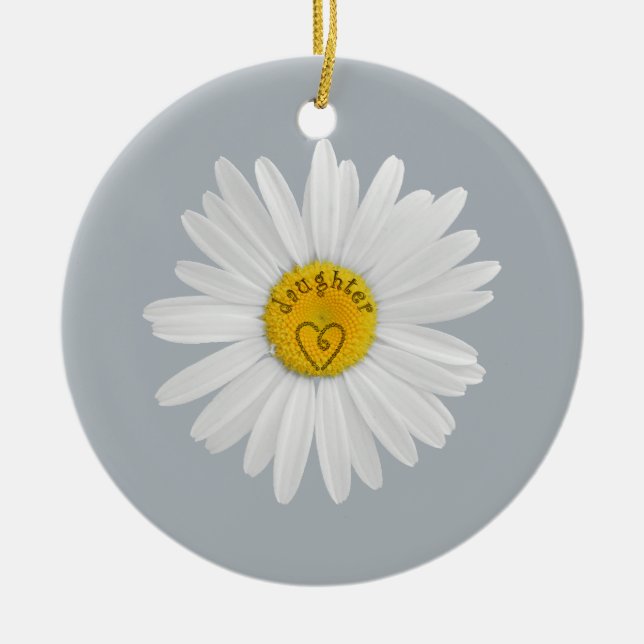 Daisyns blomma för dotterteckning Anpassa bakgrund Julgransprydnad Keramik (Framsidan)